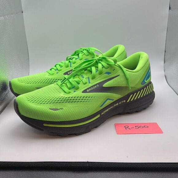BROOKS Men's Adrenaline GTS 23 SIZE 8.5 WIDE (2E) BLACK/GREEN - Picture 3 of 9